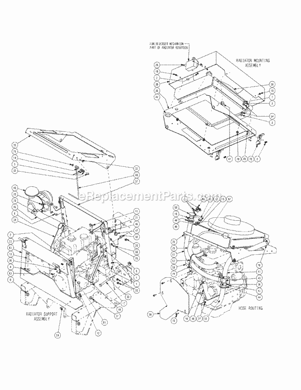 Radiator Assembly Diagram and Parts List for M72-CT 53AL8CT8050 Cub Cadet Sprayer
